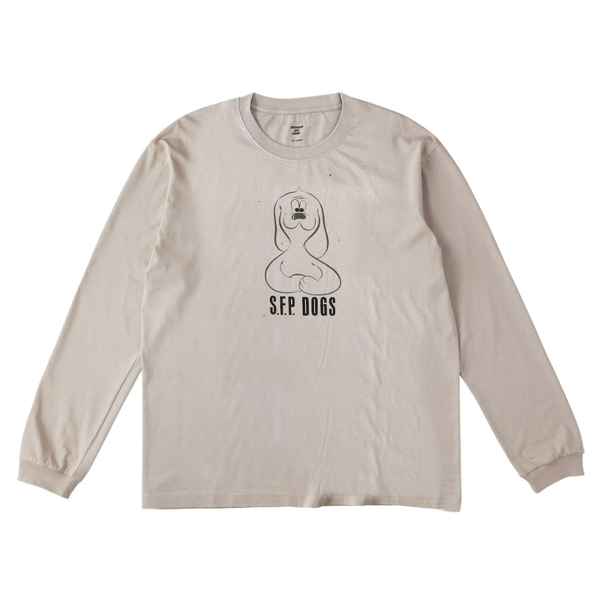 Hourglass Dog Longsleeve T-shirt / Grayish beige